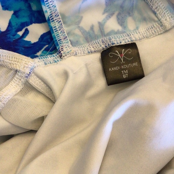 Kandi Kouture Blue Floral Sleeveless Sheer Panel Halter Dance Leotard Size TM - Picture 6 of 10